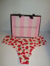 New Victoria&#39;s Secret NO-SHOW Thong Panty Pink W/ Strawberries &amp; Cherries Sz Xl - £10.40 GBP