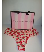 NEW VICTORIA&#39;S SECRET NO-SHOW THONG PANTY PINK W/ STRAWBERRIES &amp; CHERRIE... - £11.07 GBP