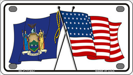 New York Crossed US Flag Novelty Mini Metal License Plate Tag - $14.95