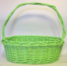 Large Green Wicker Basket with Handle AS IS - £19.97 GBP