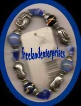 Bracelet Beaded 115 Stretchie Blue &amp; Silvertone NEW 6&quot; - £7.87 GBP