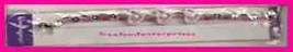 Bracelet Beaded 097 Pink Hearts &amp; Sim Pearls Silvertone - £2.31 GBP