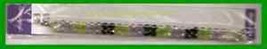 Bracelet Beaded 098 Purple-Green-Black Silvertone Clasp - £2.30 GBP