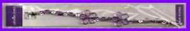 Bracelet Beaded 099 Purple &amp; 3 Flowers Silvertone Clasp - £2.30 GBP