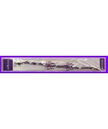 Bracelet Beaded 099 Purple &amp; 3 Flowers Silvertone Clasp - $55.10 MXN