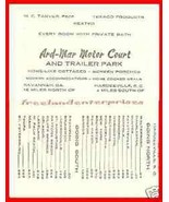 Business Card SC Ard-Mar Motor Court &amp; Trailer Park VTG - $7.87