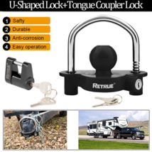 Trailer Hitch Security Lock Set Including Black U-Shaped+Tongue Coupler ... - $30.54