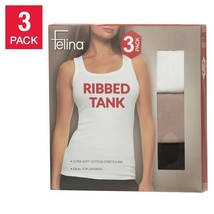 New Women&#39;s Felina Ribbed Tank, 3-pack Black, White, Tan Mul Sizes 18366... - $24.95