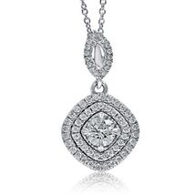 Träne Rundschliff Diamant Anhänger Halskette 40.6cm Kette 14k Weiss Gold... - $1,781.06