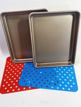 9x11 Baking Pans Set, 4pcs 2 Small Cookie Sheets 2 Mats Mini Air Fry Toaster - £28.05 GBP