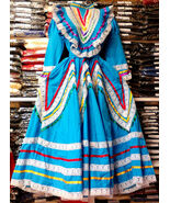 Womens Jalisco Dress With Super Wide Skirt Flow Folklorico Dance Handmad... - $101.90+