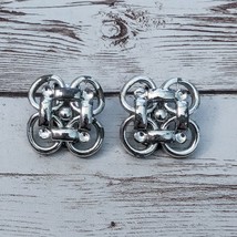 Vintage Clip On Earrings Chunky Silver Tone - Damaged - £5.49 GBP