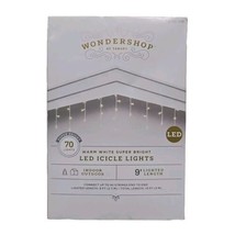 Wondershop 70ct Warm White LED Christmas Icicle Lights New - $14.54