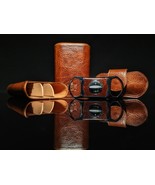 Brizard and Co Antique Saddle Leather cigar case and V-cutter - £232.14 GBP