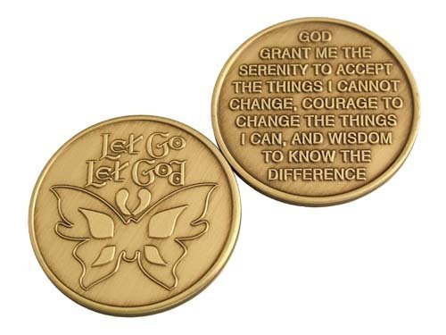 Wendells Bulk Lot of 25 Let Go Let God Butterfly Medallions Serenity Prayer C...