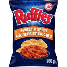 4 Bags Ruffles Sweet &amp; Spicy Potato Chips 200g Each-From Canada- Free Sh... - £30.24 GBP