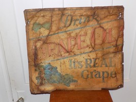 Vintage Drink Grape Ola It’s Real Grape Tin Partial Sign - $1,476.28 MXN