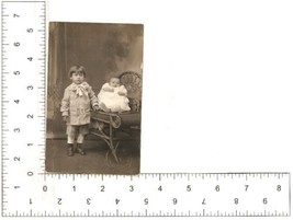 Vintage Black &amp; White Real Photo Post Card Photograph of a Young Boy and Baby - - £9.56 GBP