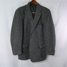 Vtg Harris Tweed 42R Gray Woven Scottish Wool 2Btn Blazer Suit Jacket Sport Coat - £105.88 GBP