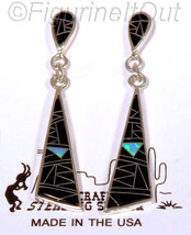 Handcrafted Sterling Silver Onyx/Created Opal Inlay Drop Earrings   E47 - £29.71 GBP