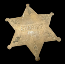 Vintage Large Sheriff Brass Badge Toy Pin Police Sheriff Badge Pendant W... - $12.00