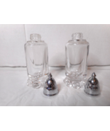 Imperial Glass Candlewick Bubble Footed Glass Salt Pepper Shakers Metal ... - £17.51 GBP