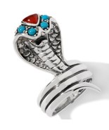 Turquoise Sterling Silver Striking Cobra Snake Ring 8 - £32.34 GBP