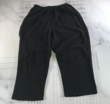 Flax Pants Womens Large Black Lightweight Elastic Waist Loose Culottes Linen - £39.96 GBP