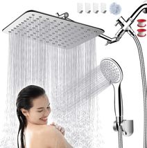 COSYLAND 10&#39;&#39; Rainfall Shower Head with Handheld Combo High Pressure 5, Silver - $48.99