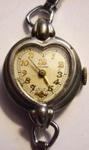 Rare Vintage Midland Ladies Heart Shape Working Watch w/ Stainless Steel Band - £51.27 GBP