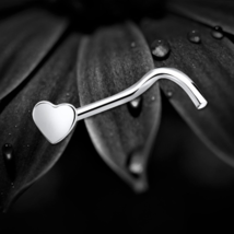 925 Sterling Silver Plain Love Heart Polished Nose Stud Screw Pin Gift  - $163.83 MXN