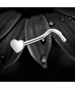 925 Sterling Silver Plain Love Heart Polished Nose Stud Screw Pin Gift  - $166.98 MXN