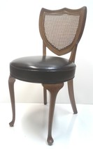 Vintage Queen Anne Cane Mahogany Shield Back Side or Desk Vanity Chair - $550.00