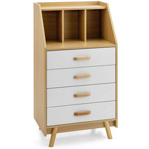 4-Drawer Dresser with 2 Anti-Tipping Kits for Bedroom-Natural - Color: Natural - £100.49 GBP
