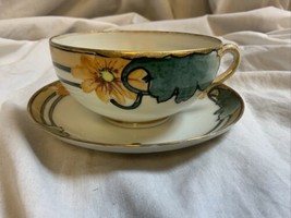 Vintage Porcelain Cup And Saucer Yellow Flowers - $8.86