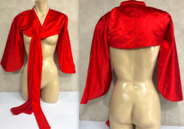 Japanese Asian Haori Shoulder Wrap One Size Red Cultural Front Tie - £9.29 GBP
