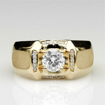 Mens 1.10 Ct Round Moissanite 10k Yellow Gold Plated Engagement Band Ring - £225.66 GBP