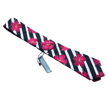 Littlest Prince Youth 8yr - Adult Blue White Stripe Pink Floral Tie Necktie NEW - £6.03 GBP