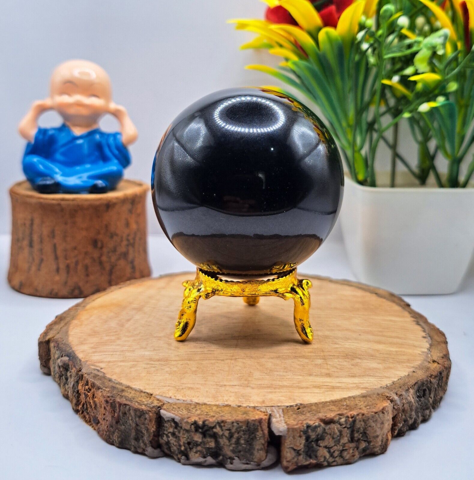 215Gr 53mm Black Obsidian Crystal Ball healing Quartz Gemstone Sphere + ... - $49.45