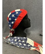 2 - Vintage Patriotic Head Wrap Bandanna Durags Red White Blue - $11.88