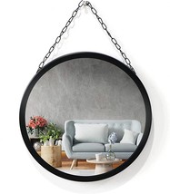 Zenida Circle Decorative Wall Mirror, Black Hanging Mirror With Black Stainless - £28.72 GBP