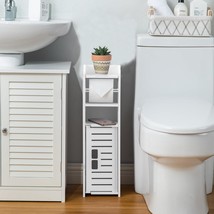 Toilet Paper Holder:Sturdy Stand,Small Bathroom Storage Cabinet Organizer White - £20.71 GBP