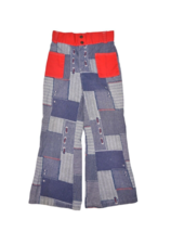 Vintage Bell Bottoms Womens 24 Flare Jeans Patchwork Print Cropped 70s 2... - £26.51 GBP