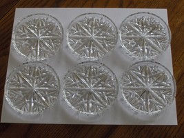 Crystal Drink Coaster Set of 6 Snow Flake Pattern with Lip Border - £12.05 GBP