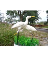 Stork Concrete Statue  Garden Figurines Handmade Stork Cement and Painting - £43.45 GBP