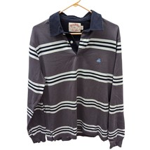 Vintage Brooks Brothers Gray Grey Striped Long Sleeve Ruby Polo Shirt Large L - £47.95 GBP