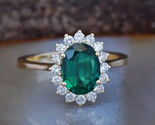 3.44 Ct Oval Cut Natural Emerald &amp; Diamond Wedding Ring 14K Yellow Gold ... - $83.60