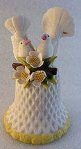 2 Turtle Doves In Flowers Wedding Porcelain Love Bell - £9.47 GBP