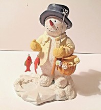 Russ Berrie "Reel Snowman" Ice Sculptures No. 21368 Figurine Ice fishing Snowman - $19.99