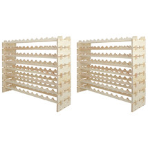 2Pcs Wood 96 Bottles Wine Rack Holder Storage 8 Tiers Display Stand Stackable - £176.67 GBP